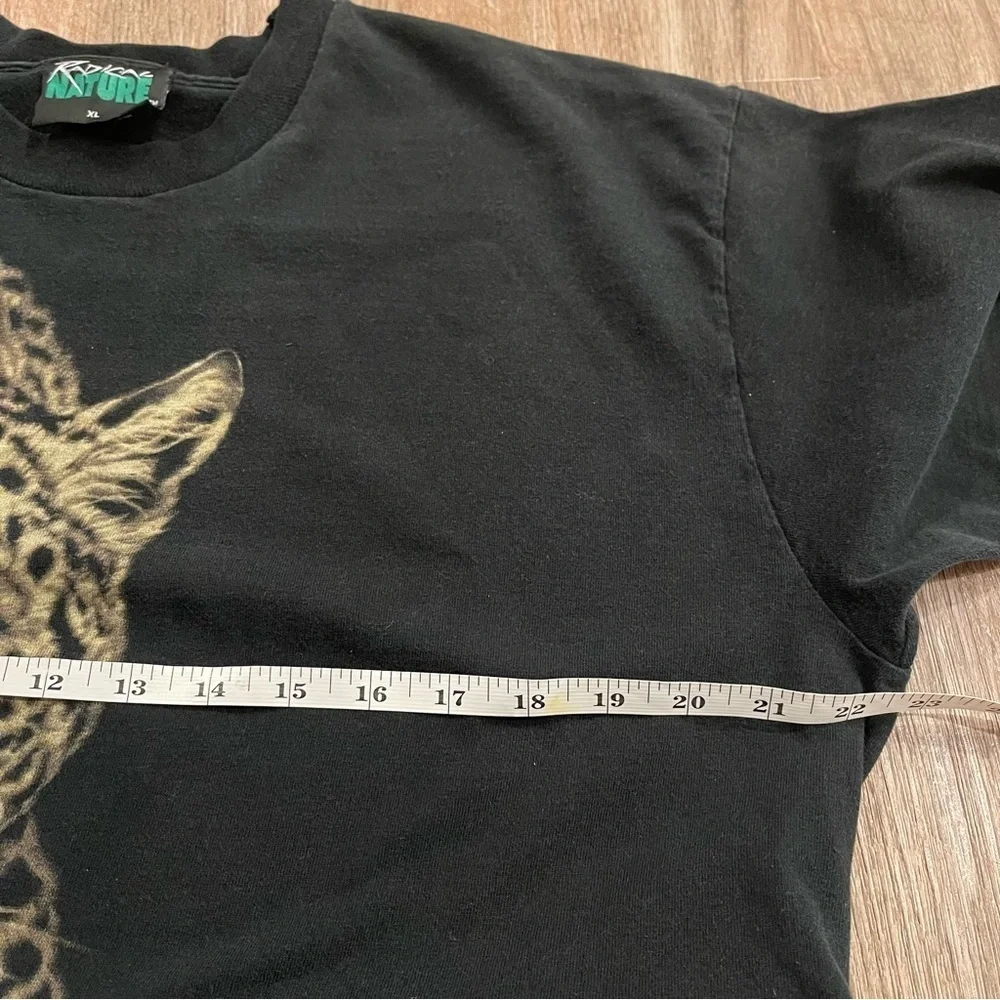 Vintage 90s Streetwear Unisex  XL Faded All Over Print Leopard T-Shirt Black AOP - Picture 5 of 7